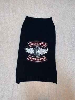 Perfectly Pet Biker Graphic Ribbed Knit Dog Sweater – Black